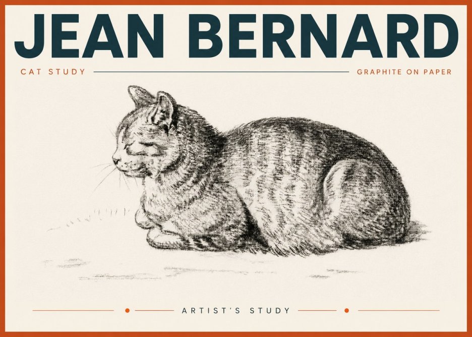 Jean Bernard Cat Study XII No6 - Plakat