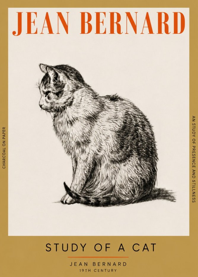 Jean Bernard Study of a Cat IV No4 - Plakat