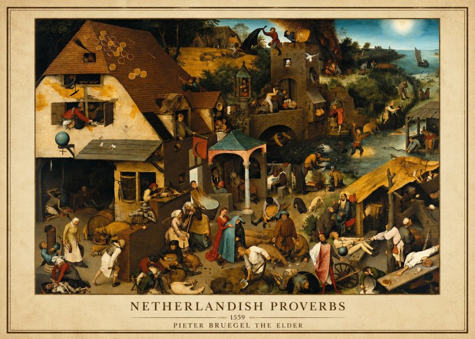 Pieter Bruegel The Netherlandish Proverbs I No3 - Plakat