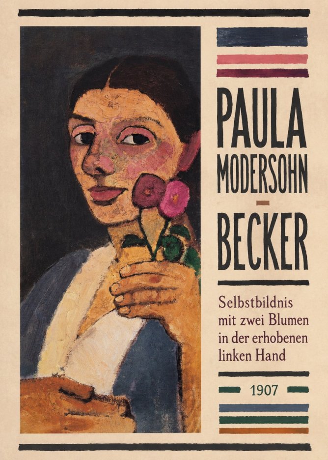 Paula Modersohn-Becker Selbstbildnis Mit Zwei Blumen in Der Erhobenen Linken Hand No4 - Plakat