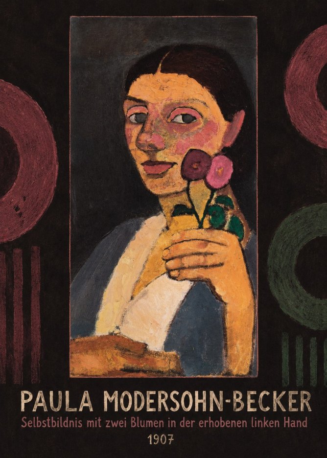 Paula Modersohn-Becker Selbstbildnis Mit Zwei Blumen in Der Erhobenen Linken Hand No5 - Plakat