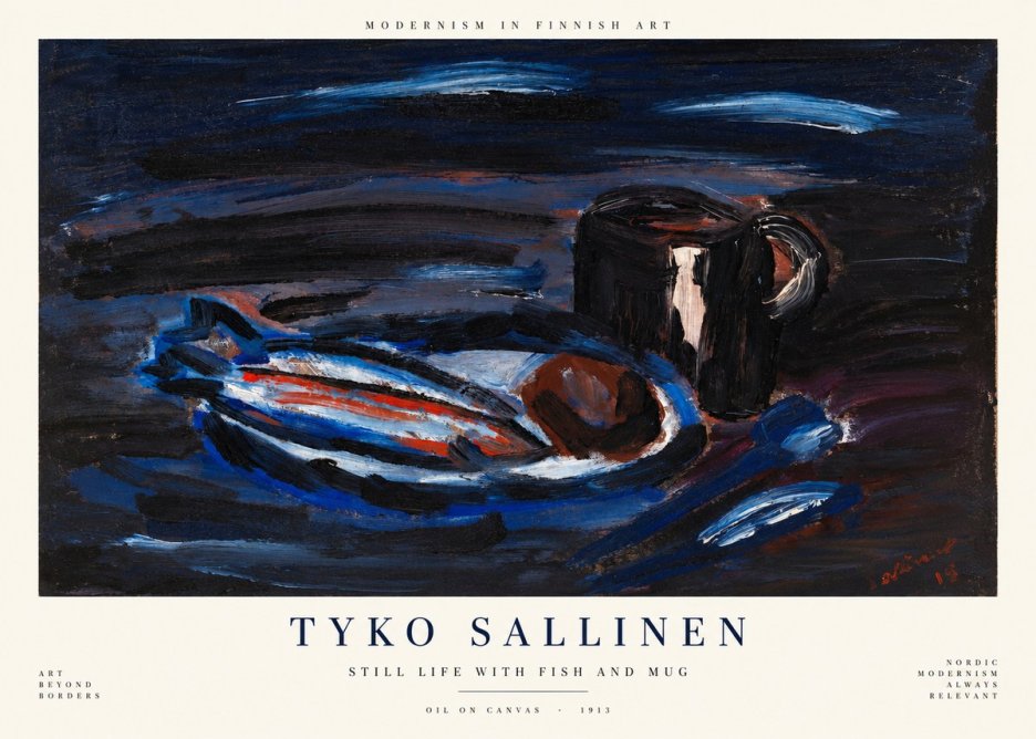 Tyko Sallinen Still Life with Fish and Mug No1 - Plakat
