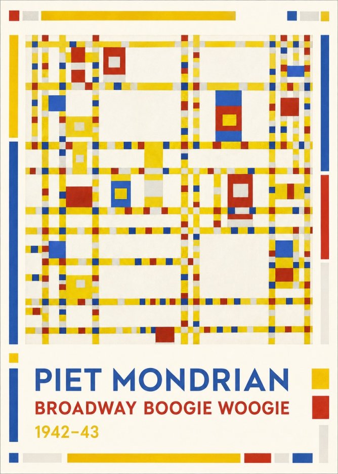 Piet Mondrian Broadway Boogie Woogie No1 - Plakat
