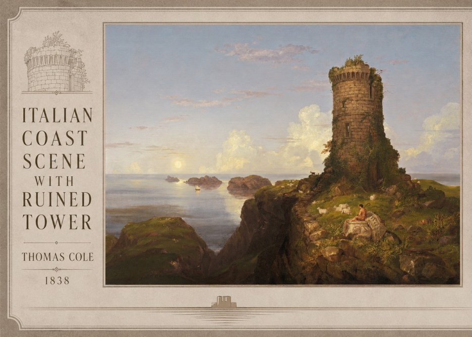 Thomas Cole Italian Coast Scene with Ruined Tower I No2 - Plakat
