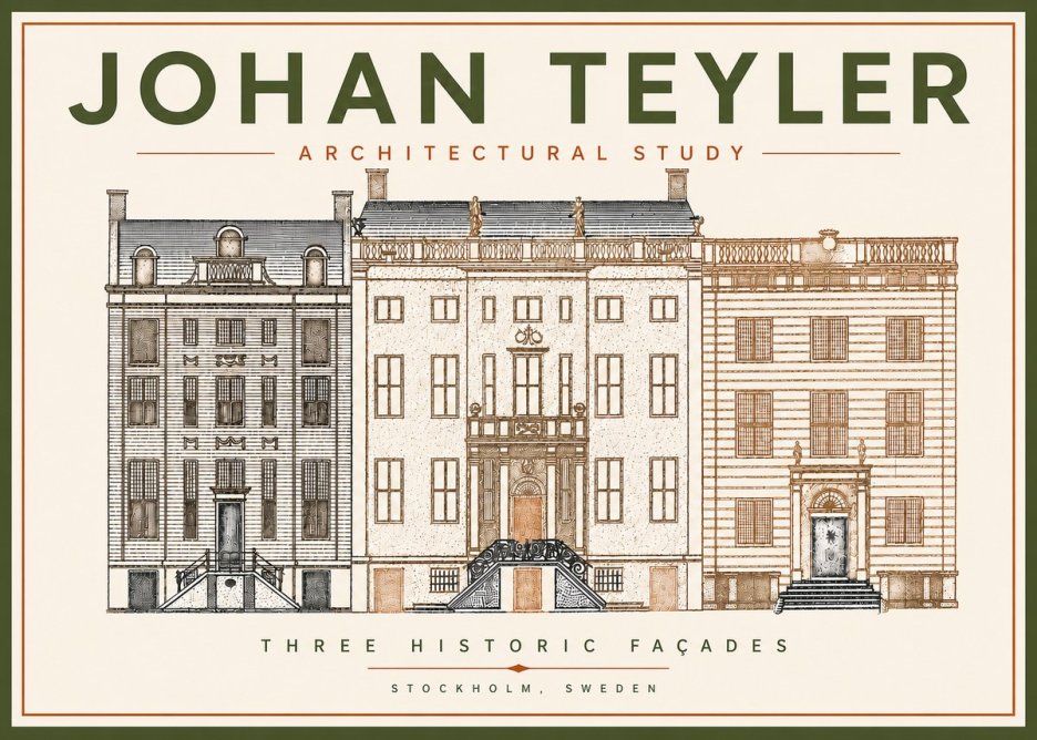 Johan Teyler Architectural Study - Three Historic Façades No5 - Plakat