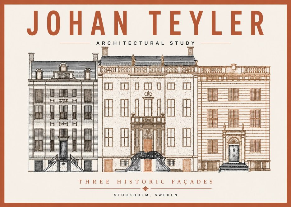 Johan Teyler Architectural Study - Three Historic Façades No6 - Plakat