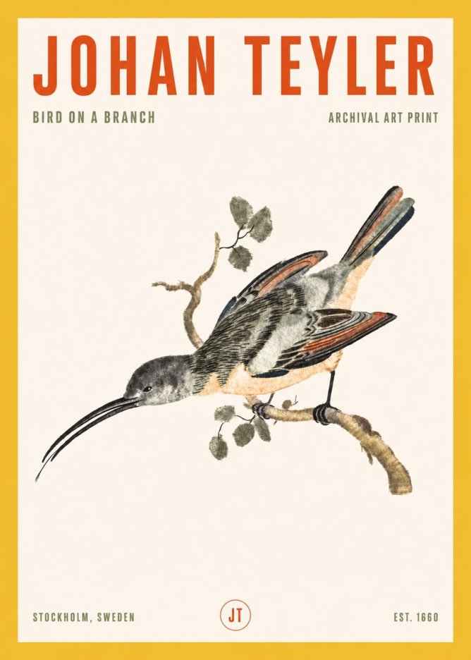 Johan Teyler Bird on a Branch No2 - Plakat