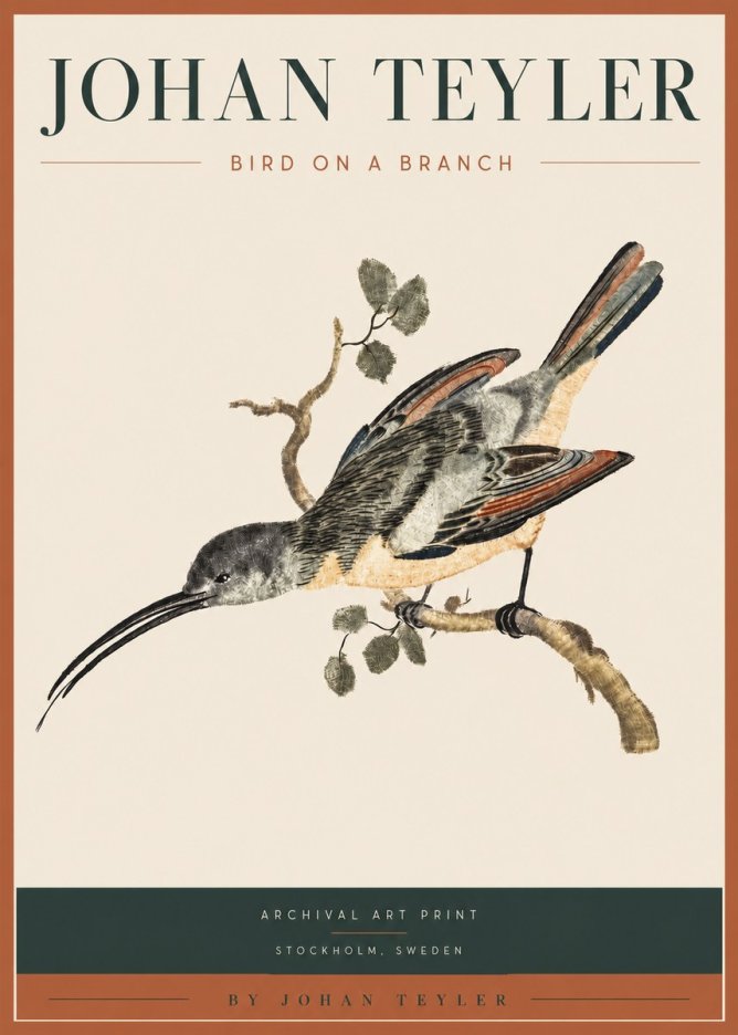 Johan Teyler Bird on a Branch No3 - Plakat