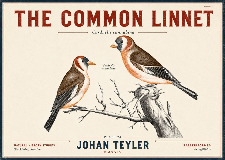 Johan Teyler The Common Linnet No6 - Plakat
