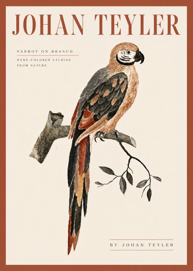 Johan Teyler Parrot on Branch No5 - Plakat