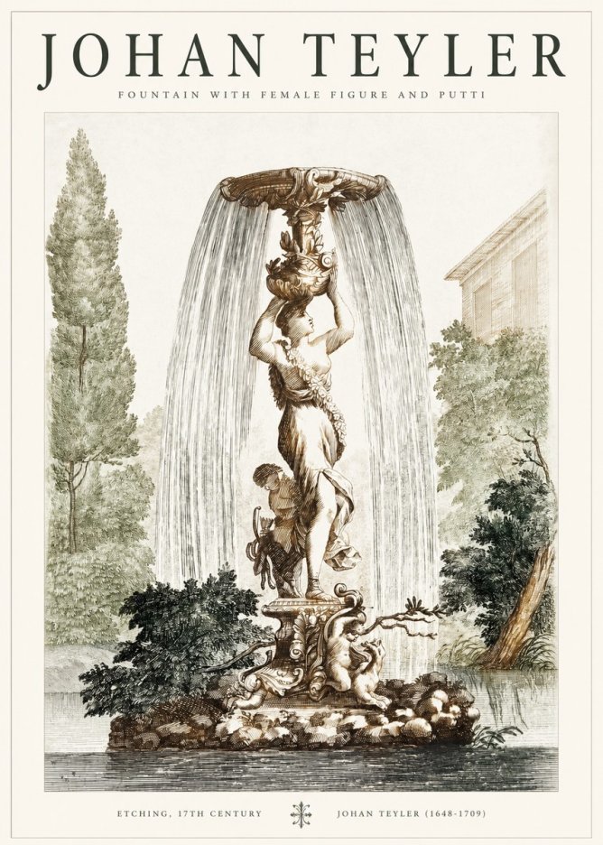 Johan Teyler Fountain with Allegorical Figures No2 - Plakat