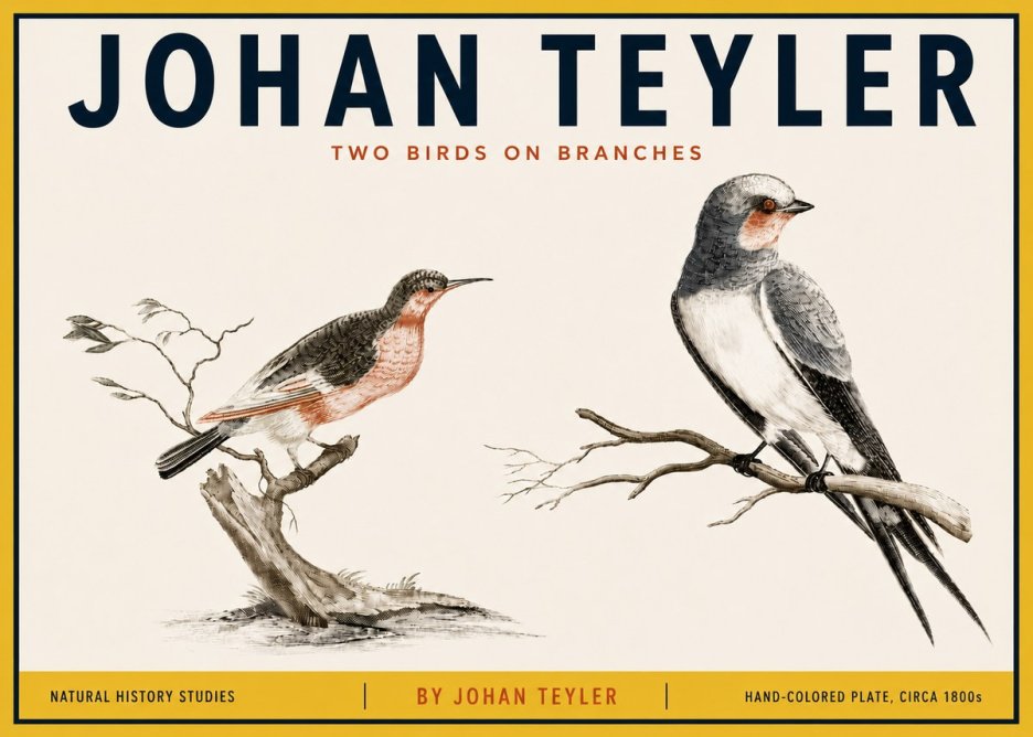 Johan Teyler Two Birds on Branches No5 - Plakat