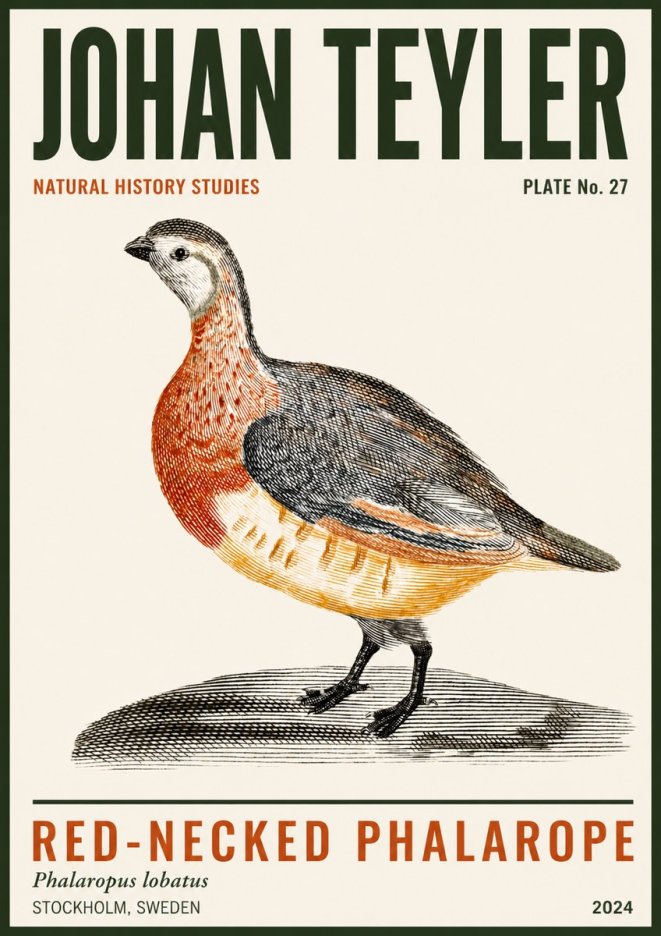 Johan Teyler Red-necked Phalarope No3 - Plakat