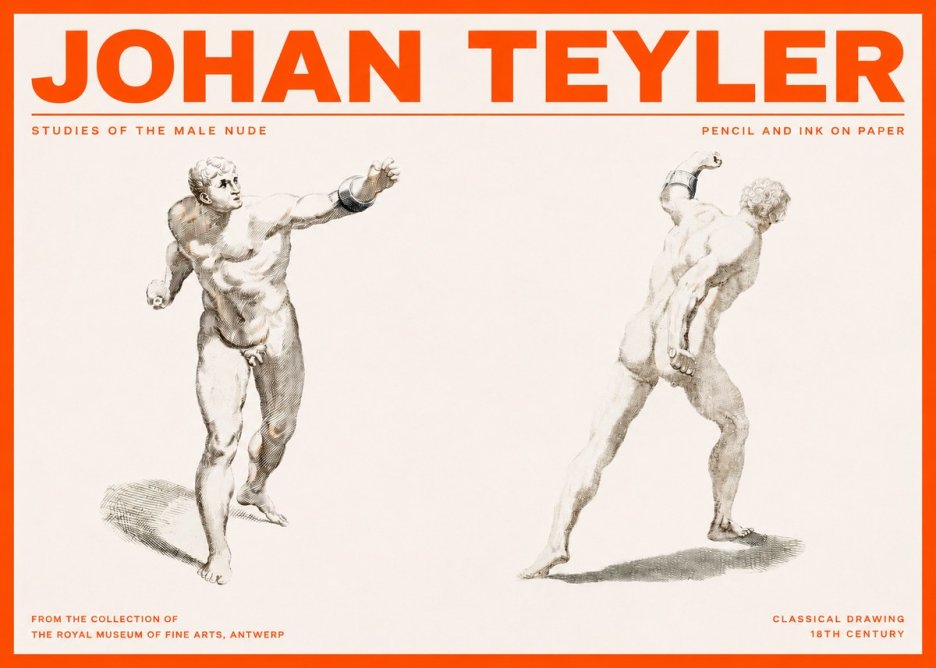 Johan Teyler Studies of the Male Nude No2 - Plakat