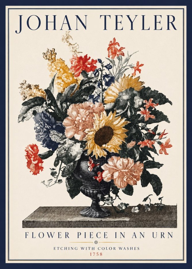 Johan Teyler Flower Piece in an Urn I No3 - Plakat