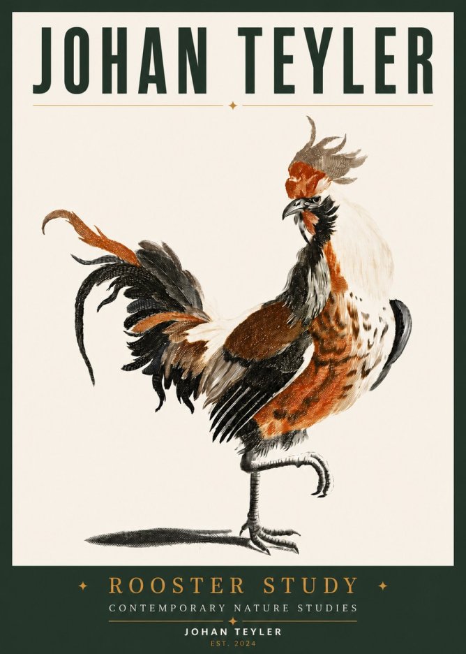 Johan Teyler Rooster Study No3 - Plakat