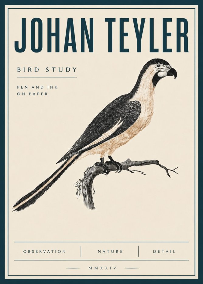 Johan Teyler Bird Study I No4 - Plakat