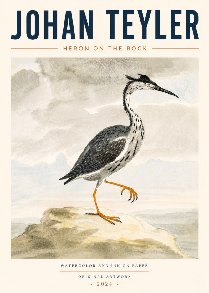 Johan Teyler Heron on the Rock No4 - Plakat