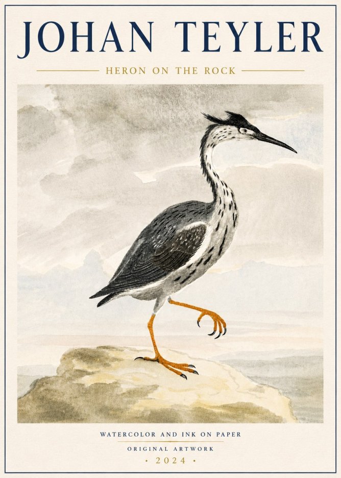 Johan Teyler Heron on the Rock No6 - Plakat