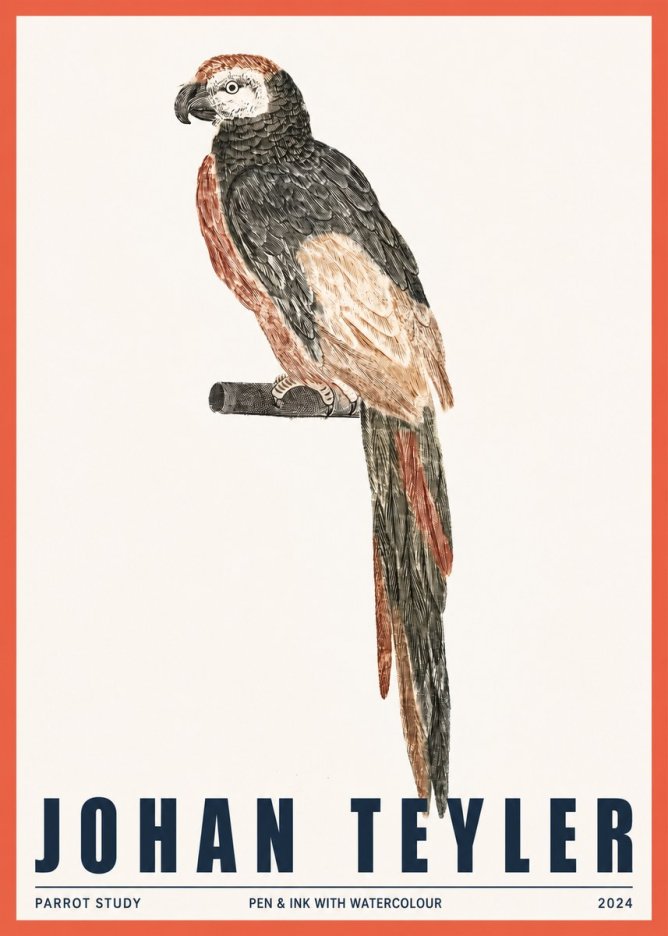 Johan Teyler Parrot Study II No2 - Plakat