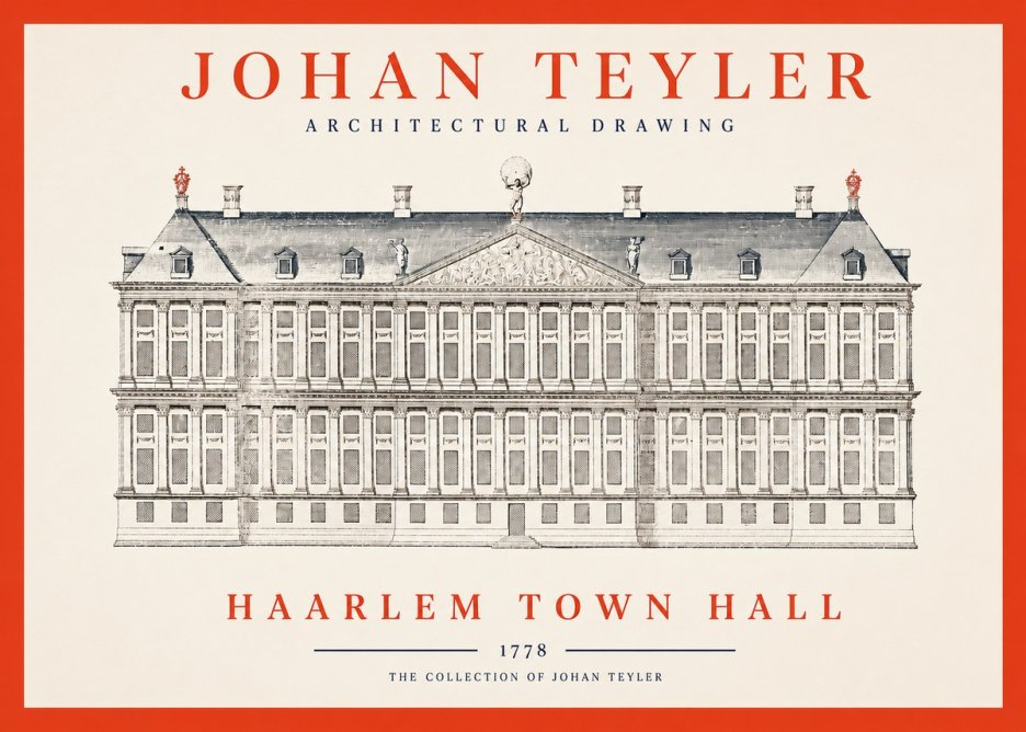 Johan Teyler Haarlem Town Hall - Elevation - 1778 No2 - Plakat