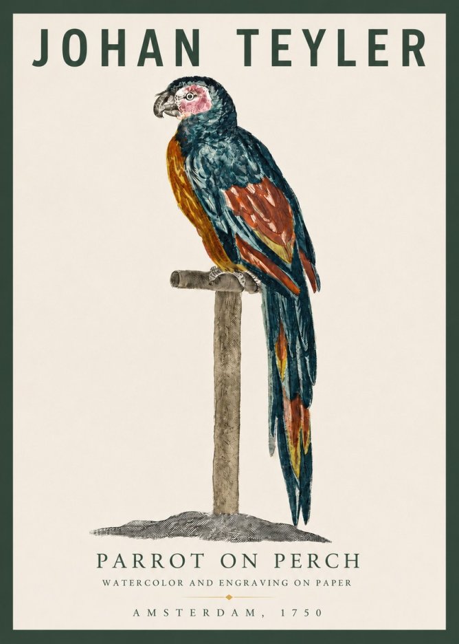 Johan Teyler Parrot on Perch No3 - Plakat