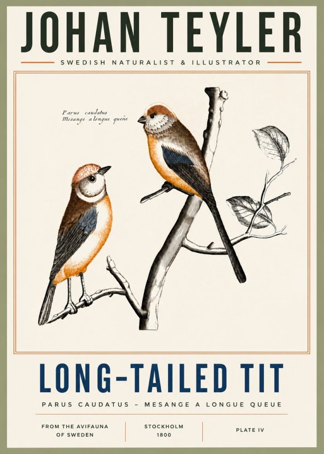 Johan Teyler Long-tailed Tit No4 - Plakat