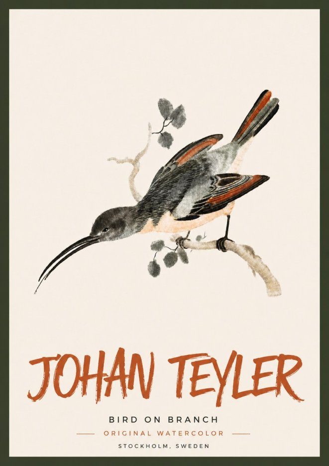Johan Teyler Bird on Branch II No4 - Plakat