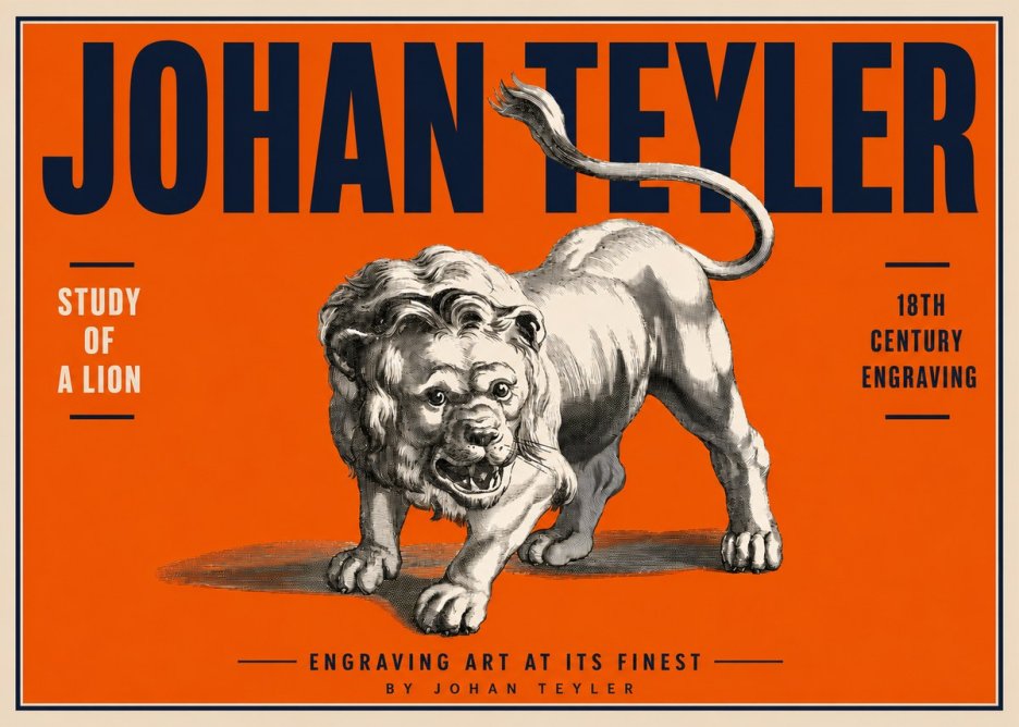 Johan Teyler Study of a Lion No4 - Plakat