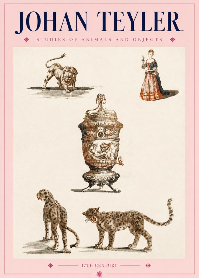 Johan Teyler Studies of Animals and Objects No4 - Plakat