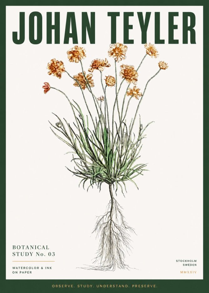 Johan Teyler Botanical Study No. 01 No3 - Plakat