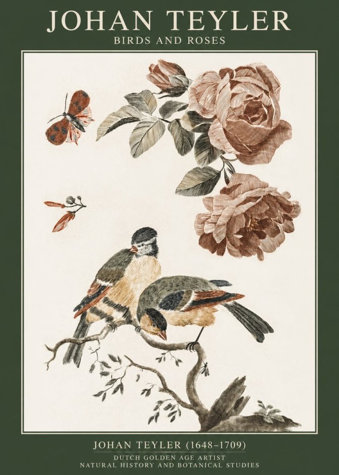 Johan Teyler Birds and Roses No1 - Plakat