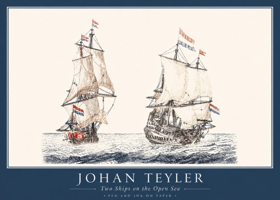 Johan Teyler Two Ships on the Open Sea No1 - Plakat