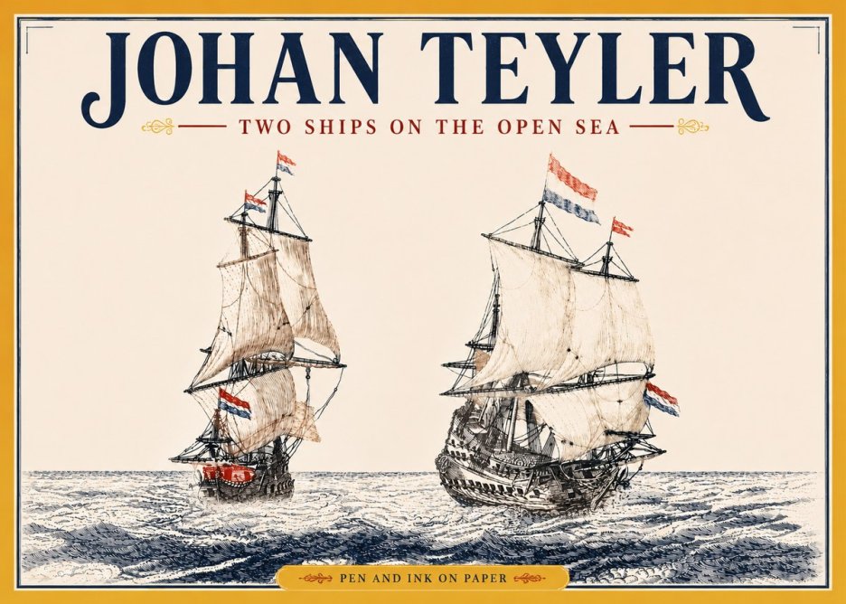 Johan Teyler Two Ships on the Open Sea No5 - Plakat