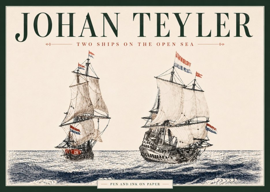 Johan Teyler Two Ships on the Open Sea No6 - Plakat