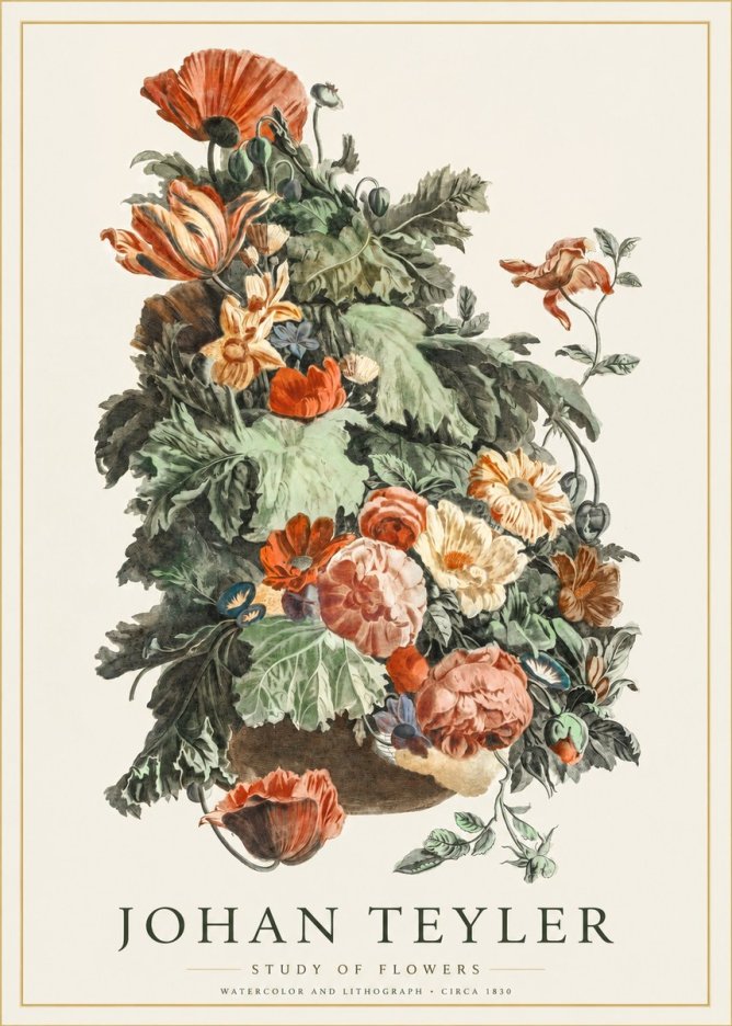 Johan Teyler Study of Flowers No1 - Plakat