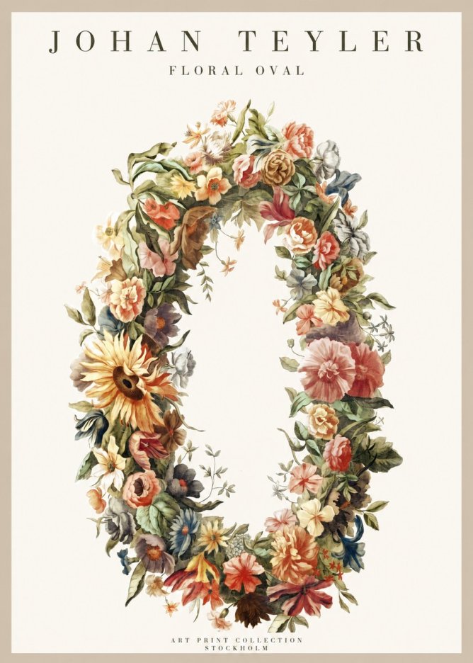 Johan Teyler Floral Oval No1 - Plakat