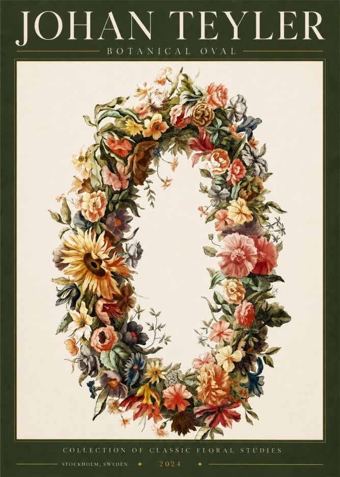 Johan Teyler Floral Oval No5 - Plakat