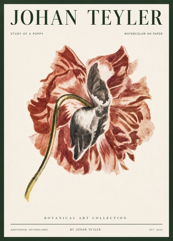 Johan Teyler Study of a Poppy No3 - Plakat