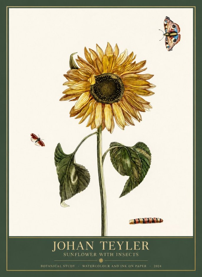 Johan Teyler Sunflower with Insects No1 - Plakat