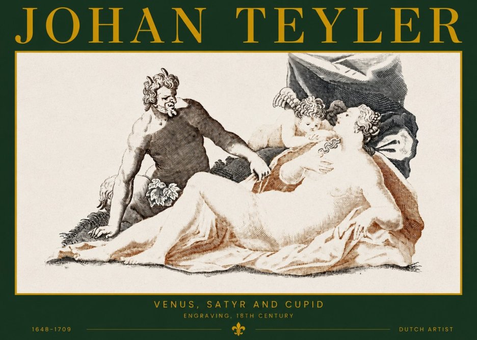 Johan Teyler Venus, Satyr and Cupid No2 - Plakat