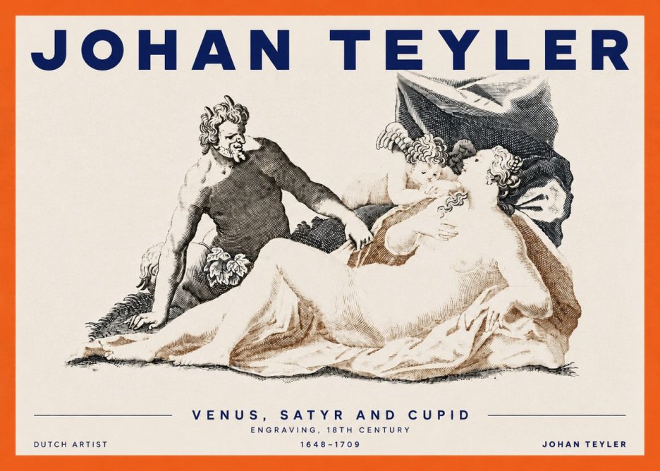 Johan Teyler Venus, Satyr and Cupid No3 - Plakat