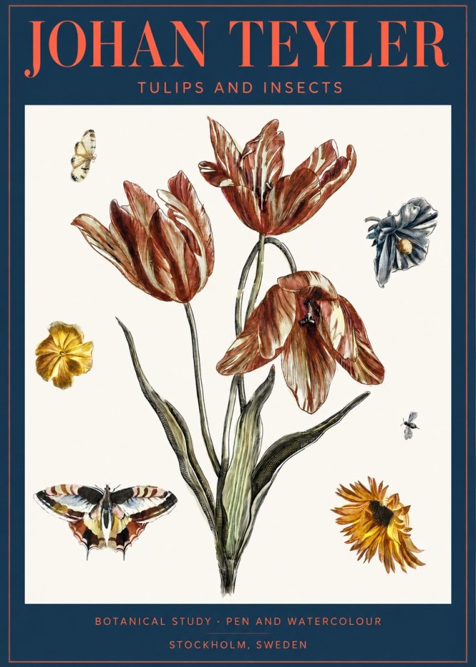 Johan Teyler Tulips and Insects No2 - Plakat