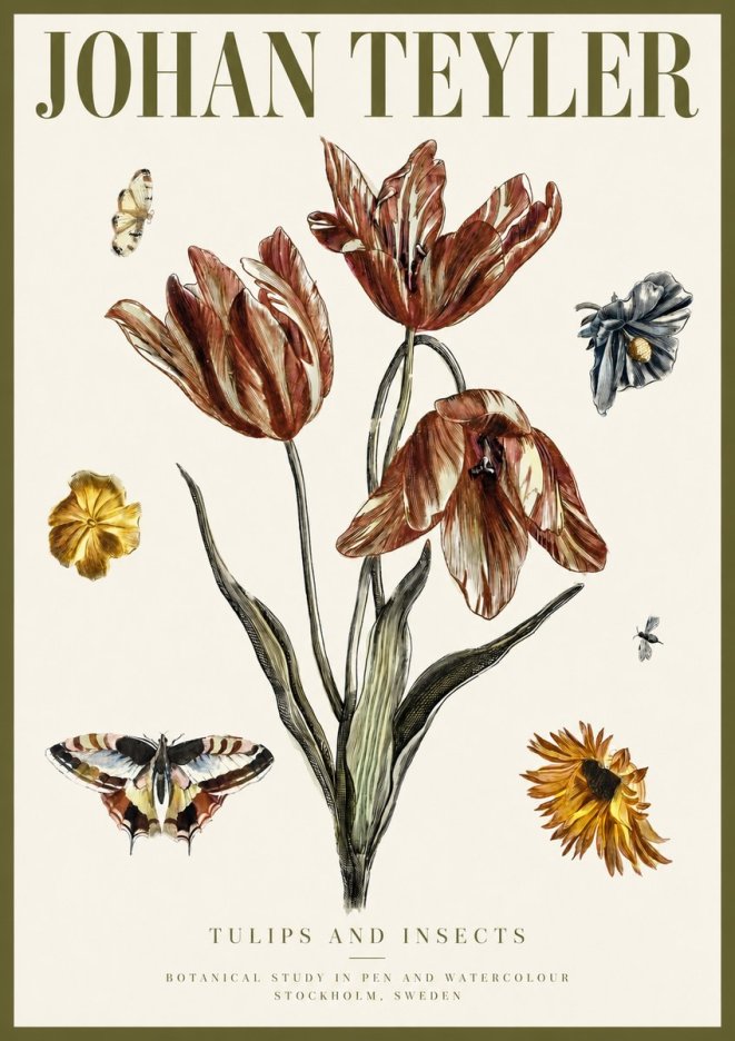 Johan Teyler Tulips and Insects No3 - Plakat