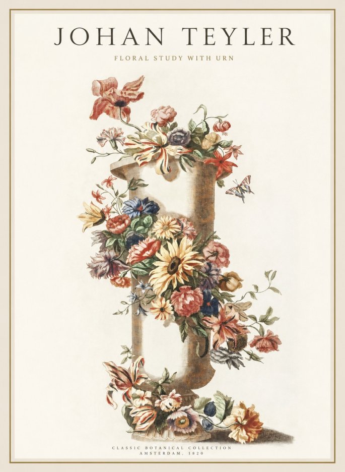 Johan Teyler Floral Study with Urn No1 - Plakat