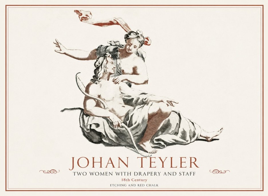 Johan Teyler Two Women with Drapery and Staff No1 - Plakat