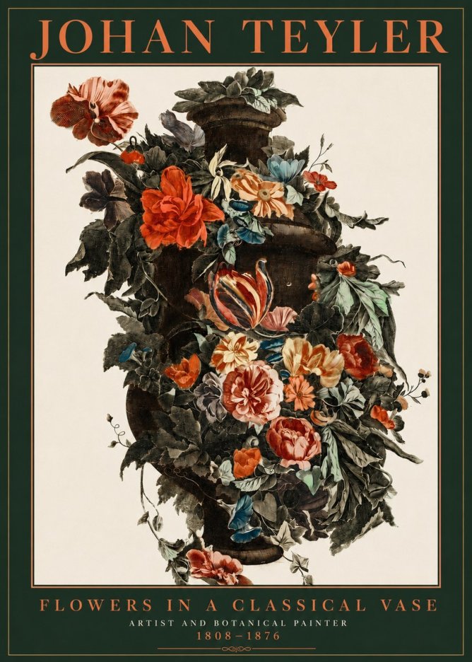 Johan Teyler Flowers in a Classical Vase No2 - Plakat