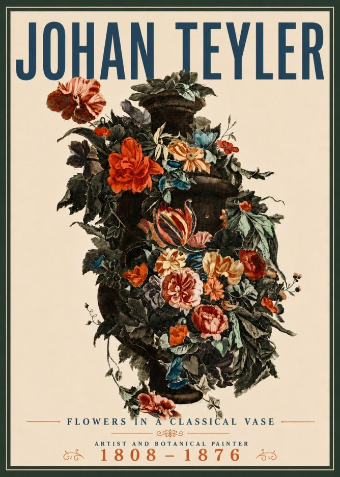 Johan Teyler Flowers in a Classical Vase No5 - Plakat