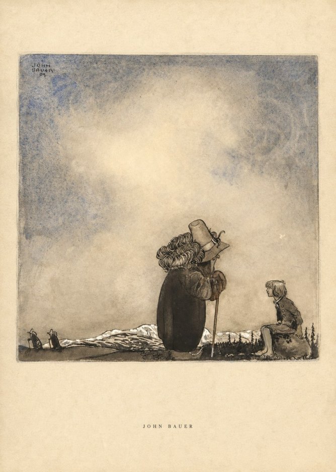 John Bauer Old Man Talking to a Boy No6 - Plakat