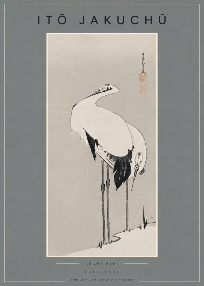 Itō Jakuchū Crane Pair No4 - Plakat